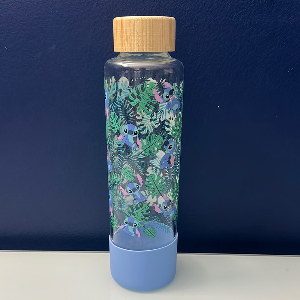 New Stitch Glass Water Bottle
